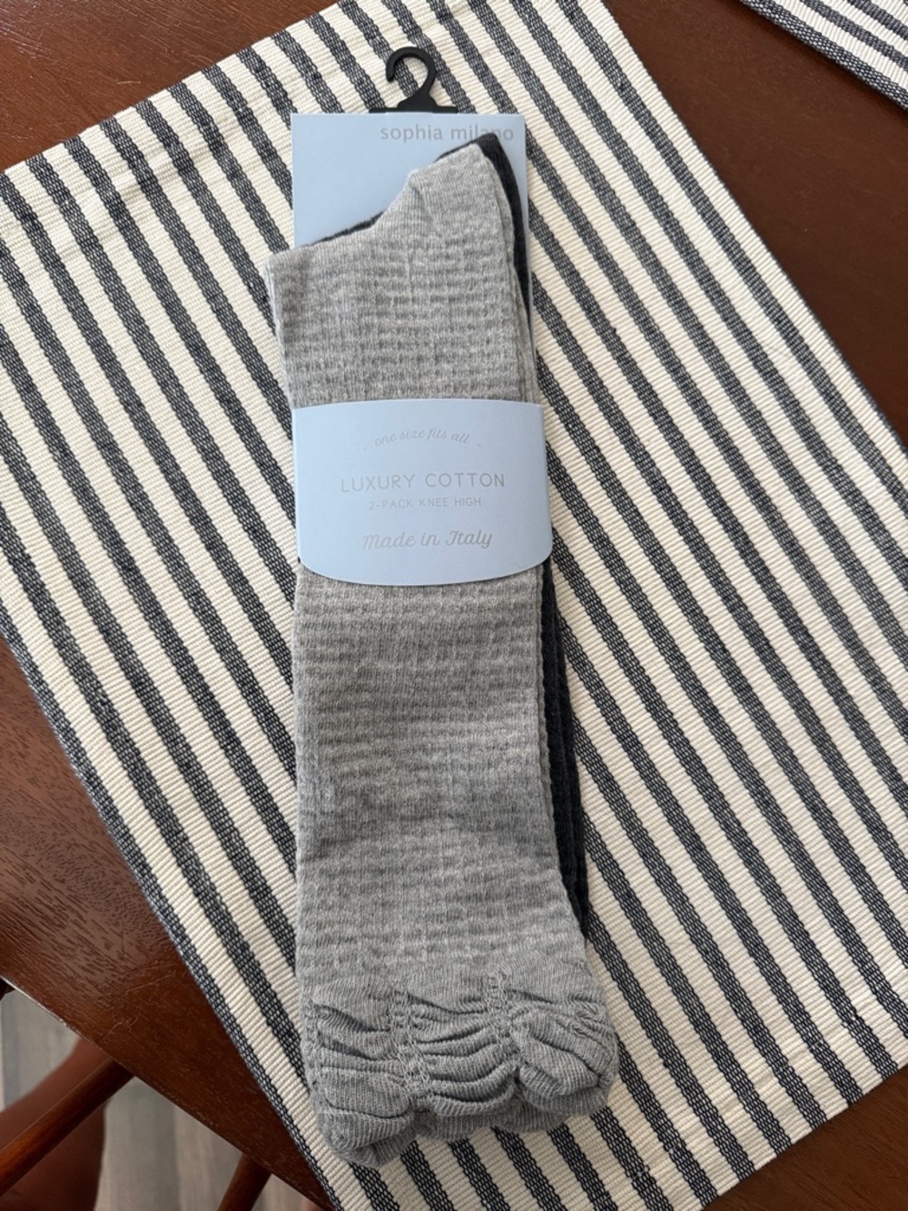 Sophia Milano Gray Luxury Cotton Knee High Boot Socks 2 Pack